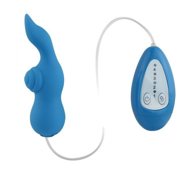Голубой вибростимулятор с выносным пультом Gourd Teaser купить в секс шопе