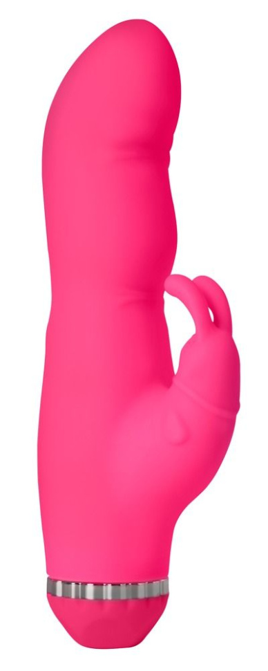 Розовый вибромассажёр Climax Elite со стимулятором клитора - 19,8 см. купить в секс шопе