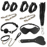 Оригинальный БДСМ-набор из 9 предметов в черной кожаной сумке купить в секс шопе