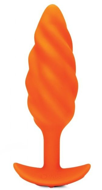 Оранжевый спиральный анальный виброплаг Swirl - 13,5 см. купить в секс шопе