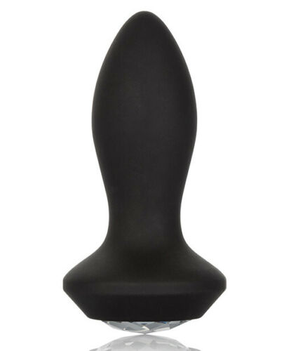 Черная анальная вибропробка с кристаллом Vibrating Petite Crystal Probe - 9,5 см. купить в секс шопе