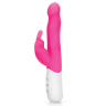 Розовый тонкий вибратор-кролик с клиторальным отростком - 22 см. купить в секс шопе