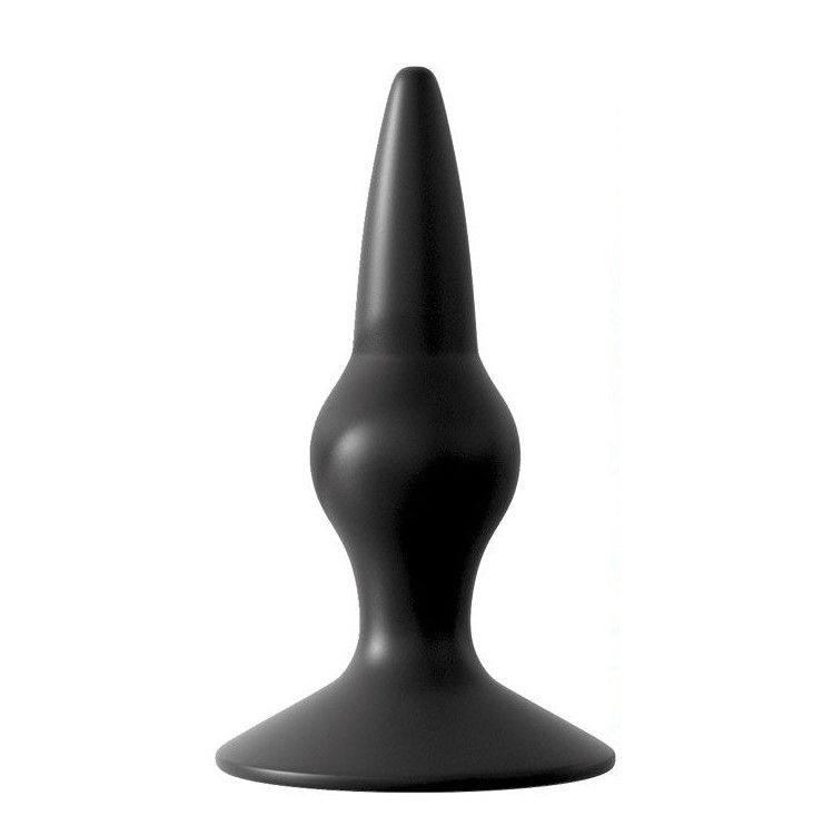 Чёрная анальная пробка с утолщающим шариком - 9 см. купить в секс шопе
