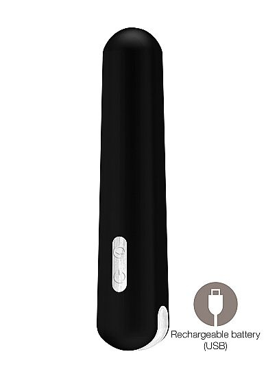 Гладкий чёрный вибромассажер Miki - 16,2 см. купить в секс шопе