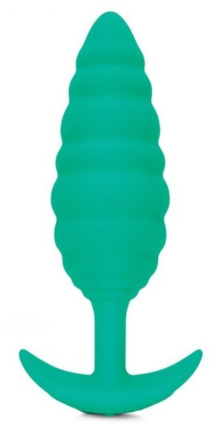 Зеленый ребристый анальный виброплаг Twist - 13,5 см. купить в секс шопе