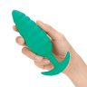 Зеленый ребристый анальный виброплаг Twist - 13,5 см. купить в секс шопе