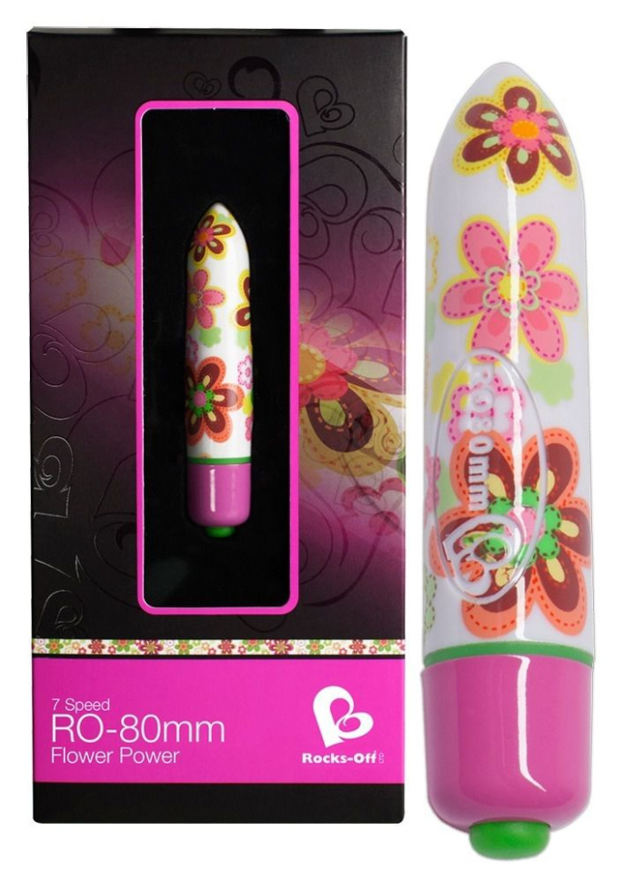 Мини-вибратор Flower Power с цветочным принтом - 8 см. купить в секс шопе