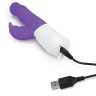 Фиолетовый тонкий вибратор-кролик с клиторальным отростком - 22 см. купить в секс шопе