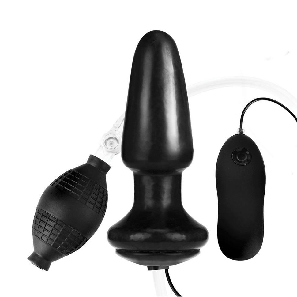 Надувная вибрирующая анальная пробка  Inflatable Vibrating Butt Plug - 10,2 см. купить в секс шопе