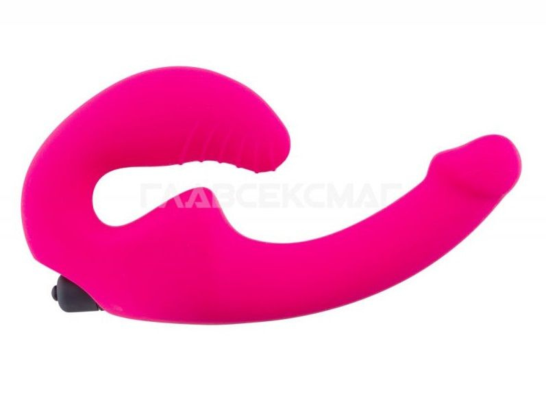 Ярко-розовый анатомический страпон с вибрацией купить в секс шопе