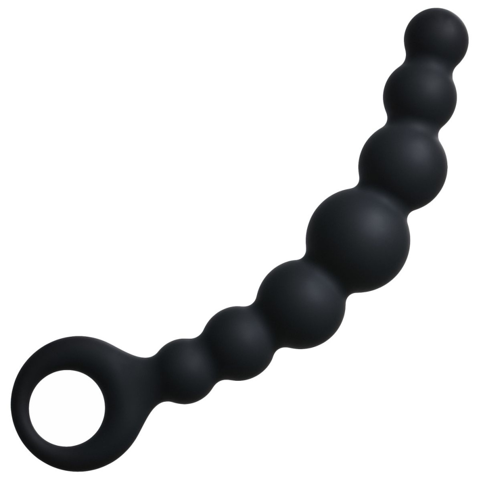 Чёрная упругая анальная цепочка Flexible Wand - 18 см. купить в секс шопе