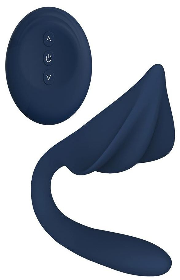 Синий вибромассажер для пар Lotis - 20,2 см. купить в секс шопе