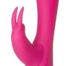 Розовый силиконовый вибратор GISELLE RABBIT со стимулятором клитора - 22,1 см. купить в секс шопе
