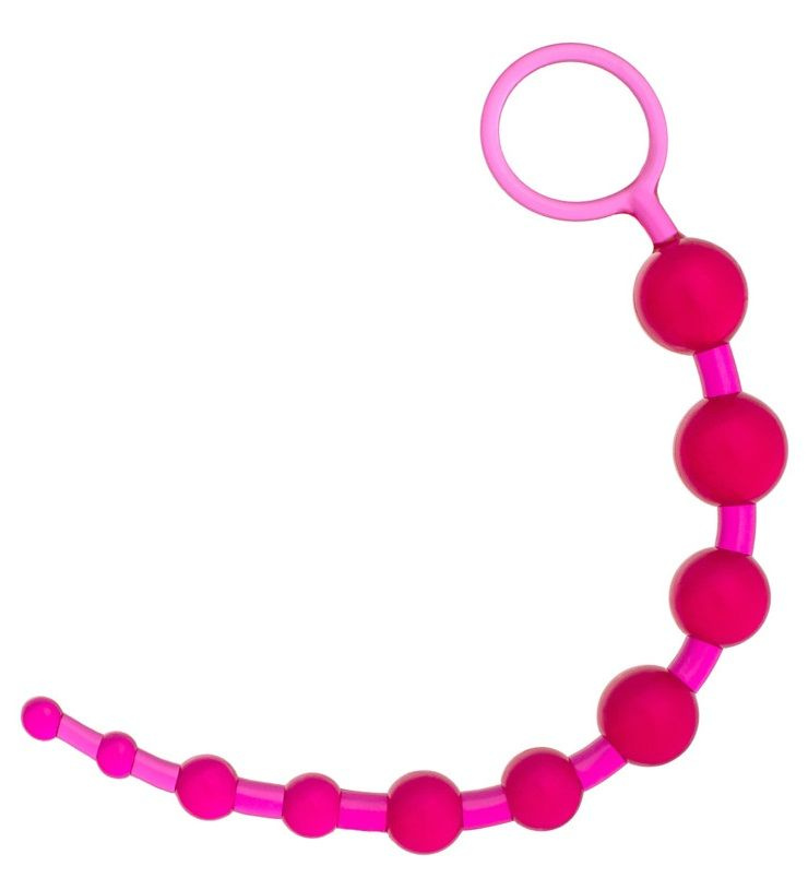 Розовая анальная цепочка из 10 шариков - 25 см. купить в секс шопе