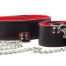 Чёрно-красный двусторонний ошейник с наручниками Reversible Collar and Wrist Cuffs купить в секс шопе