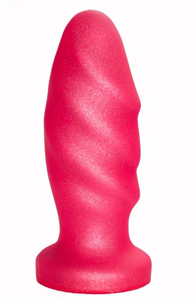 Розовая анальная пробка с рельефом - 12,9 см. купить в секс шопе