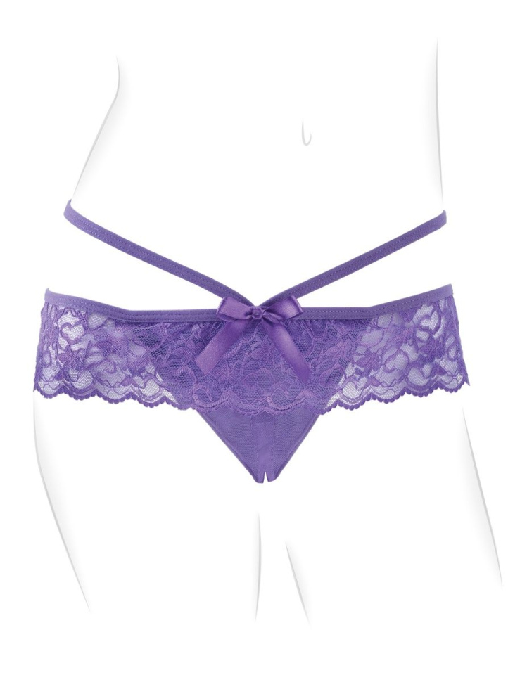 Фиолетовые трусики с вибропулей и пультом Crotchless Panty Thrill-Her купить в секс шопе