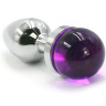 Серебристая анальная пробка с фиолетовой сферой в основании - 6 см. купить в секс шопе