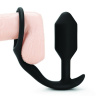 Черное эрекционное кольцо с анальным плагом Snug   Tug купить в секс шопе