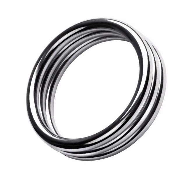 Металлическое эрекционное кольцо с рёбрышками размера L купить в секс шопе