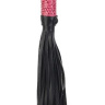 Черная мини-плеть WHIP с розовой ручкой - 39 см. купить в секс шопе