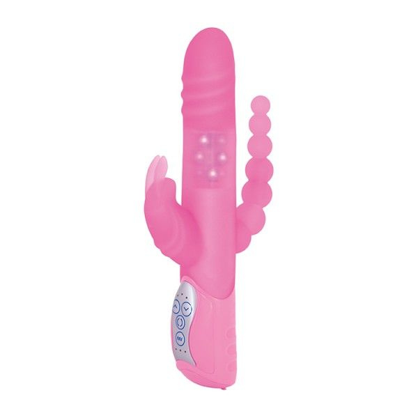 Розовый вибратор-кролик с анальным отростком E-RABBIT TRIPLE PLAY - 19 см. купить в секс шопе