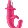 Розовый вибромассажер с клиторальным стимулятором FINGER C VIBRATOR купить в секс шопе