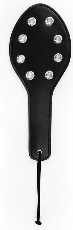 Черная овальная шлепалка с металлическими вставками - 30 см. купить в секс шопе