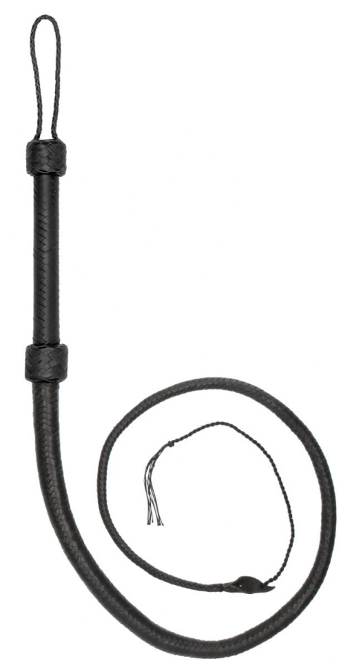Черный витой кнут Twisted Whip Real Leather Bullwhip - 147 см. купить в секс шопе