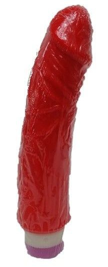 Красный вибратор-реалистик Jeff - 19,5 см. купить в секс шопе