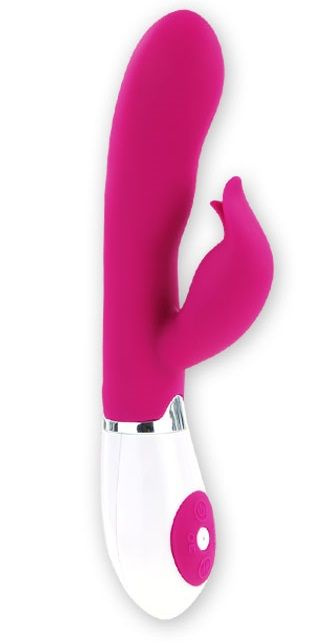Розовый вибратор Felix с клиторальным стимулятором - 21 см. купить в секс шопе