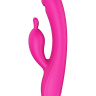 Ярко-розовый вибромассажер-кролик TAPPING BUNNY - 21,3 см. купить в секс шопе