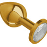 Золотистая средняя пробка с прозрачным кристаллом - 8,5 см. купить в секс шопе