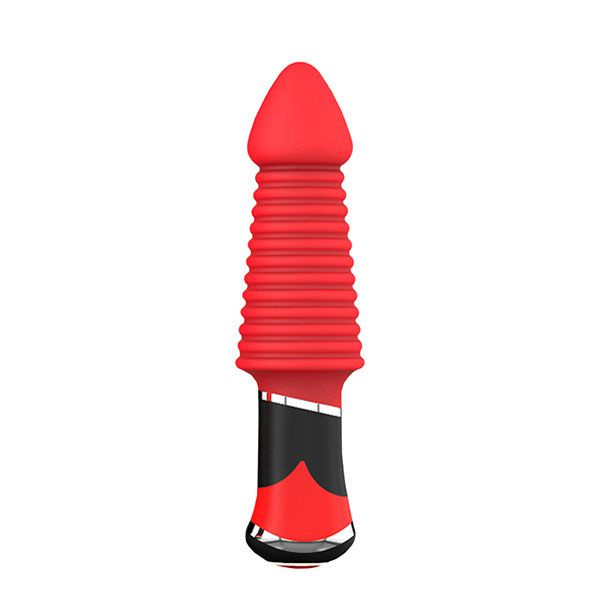 Красный ребристый анальный вибратор BOOTYFUL RIDGED VIBE купить в секс шопе