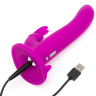 Лиловый страпон Rechargeable Vibrating Strap-On Harness Set - 17,6 см. купить в секс шопе