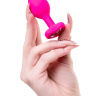 Розовая анальная втулка с прозрачным стразом-сердечком - 7 см. купить в секс шопе