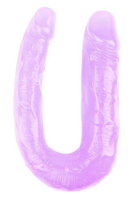 Фиолетовый двусторонний фаллоимитатор Hi-Rubber - 34 см. купить в секс шопе