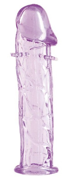 Гладкая фиолетовая насадка с усиками под головкой - 12,5 см. купить в секс шопе