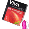 Цветные презервативы VIVA Color Aroma с ароматом клубники - 3 шт. купить в секс шопе