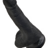 Черный фаллоимитатор с мошонкой и присоской 6  Cock with Balls - 17,8 см. купить в секс шопе