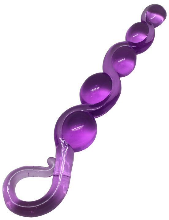 Фиолетовая анальная цепочка из геля - 22 см. купить в секс шопе