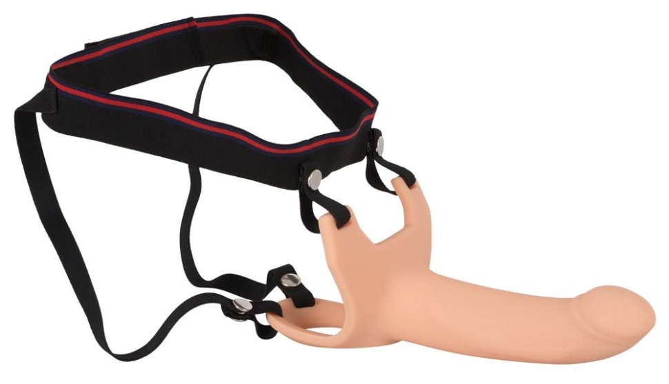 Силиконовый полый страпон на ремнях Silicone Strap-on - 19 см. купить в секс шопе