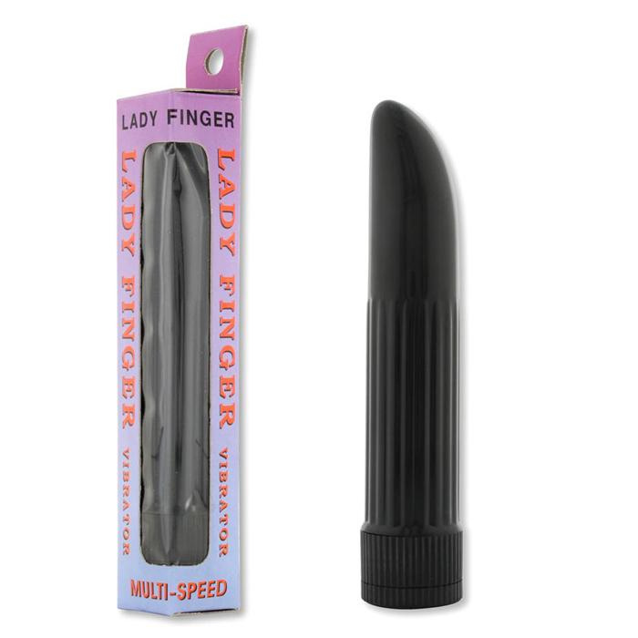 Миниатюрный вибратор Ladyfinger чёрного цвета - 13 см. купить в секс шопе
