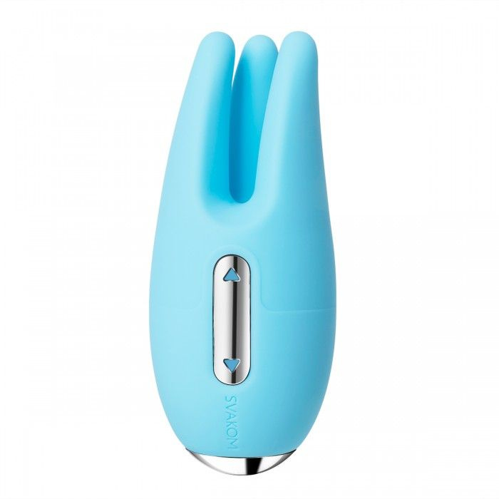 Голубой вибростимулятор клитора Cookie  с подвижными  щупальцами  купить в секс шопе