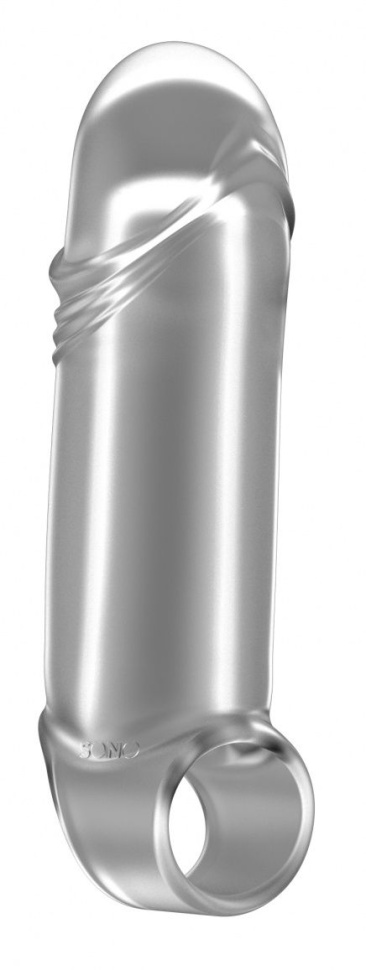 Прозрачная увеличивающая насадка с кольцом N35 Stretchy Thick Penis - 15,2 см. купить в секс шопе