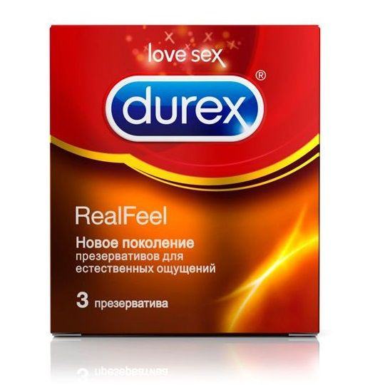 Презервативы Durex RealFeel для естественных ощущений - 3 шт. купить в секс шопе