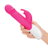 Розовый вибратор-кролик с возвратно-поступательными движениями головки - 24 см. купить в секс шопе