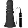 Большой чёрный анальный вибратор MENZSTUFF VIBRATING BUTTCRASHER RIBBED - 20 см. купить в секс шопе