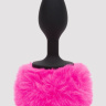 Черная анальная пробка с розовым хвостом Small Bunny Tail Butt Plug купить в секс шопе