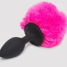 Черная анальная пробка с розовым хвостом Small Bunny Tail Butt Plug купить в секс шопе